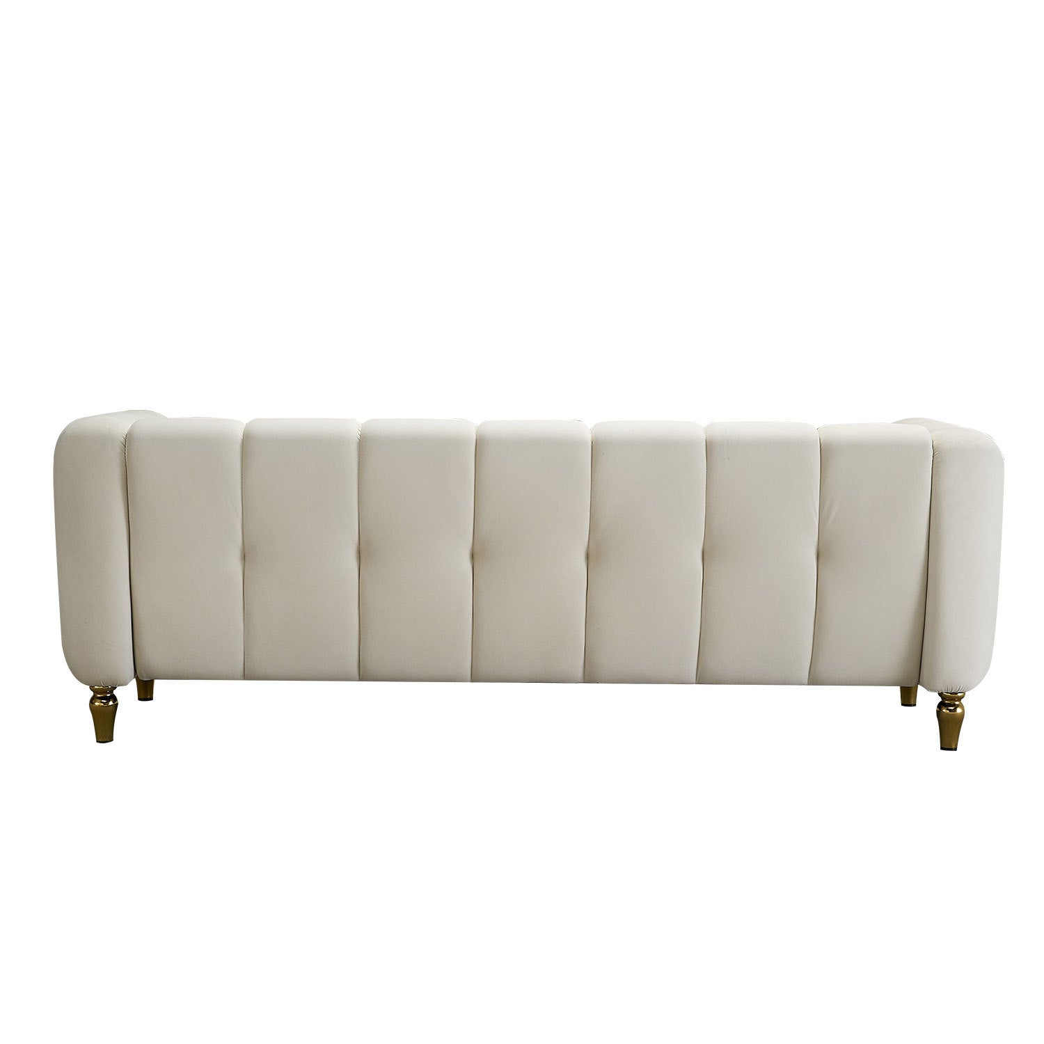 Modern Velvet Sofa 83.07 Inch For Living Room Beige Color Beige Velvet Wood Primary Living Space Tufted Back Modern Rolled Arms Foam Velvet 1 Seat
