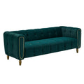 Modern Velvet Sofa 83.07 Inch For Living Room Green Color Green Velvet Wood Primary Living Space Tufted Back Modern Rolled Arms Foam Velvet 1 Seat