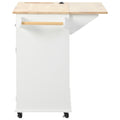 Kitchen Island With Power Outlet,Kitchen Storage Island With Drop Leaf And Rubber Wood,Open Storage And Wine Rack,5 Wheels,With Adjustable Storage For Home, Kitchen, And Dining Room,White White Mdf