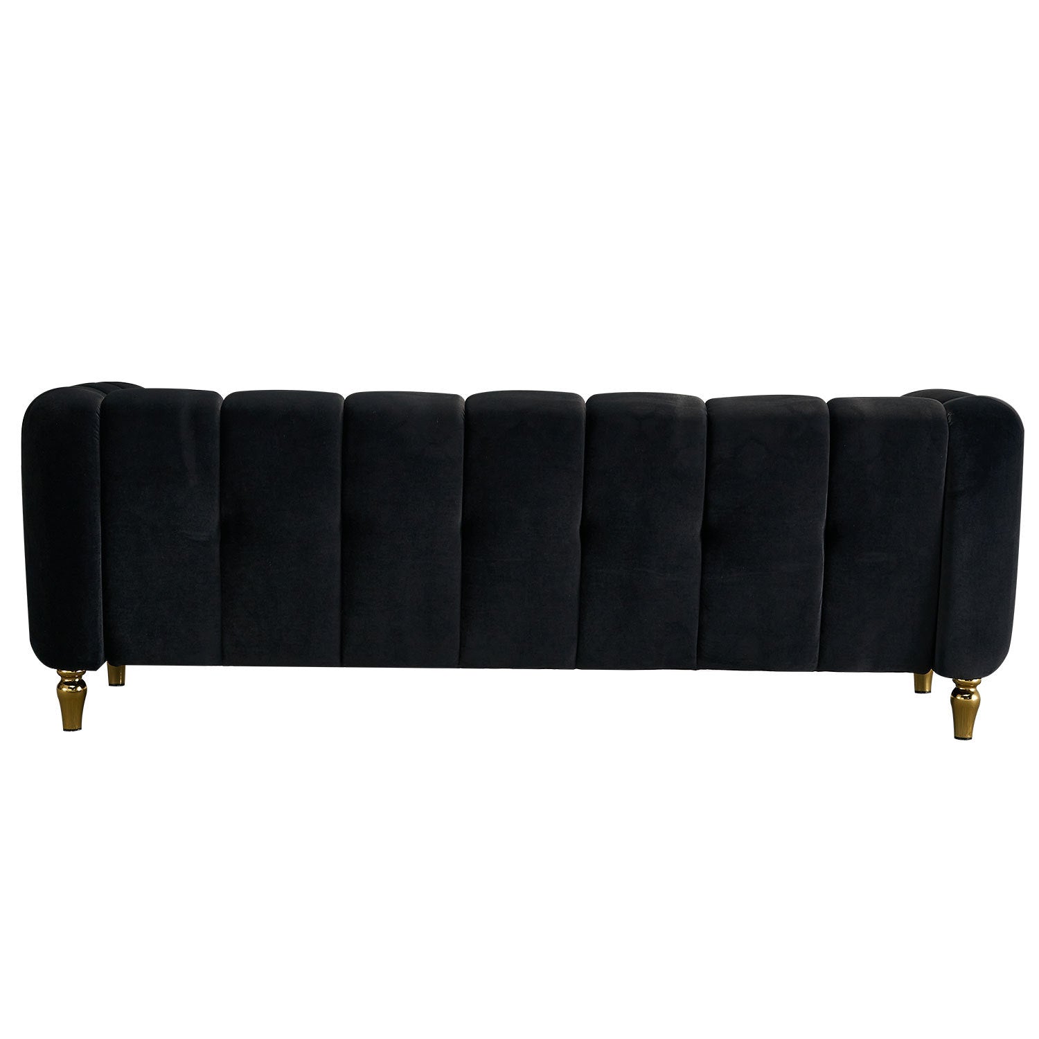 Modern Velvet Sofa 83.07 Inch For Living Room Black Color Black Velvet Wood Primary Living Space Tufted Back Modern Rolled Arms Foam Velvet 1 Seat