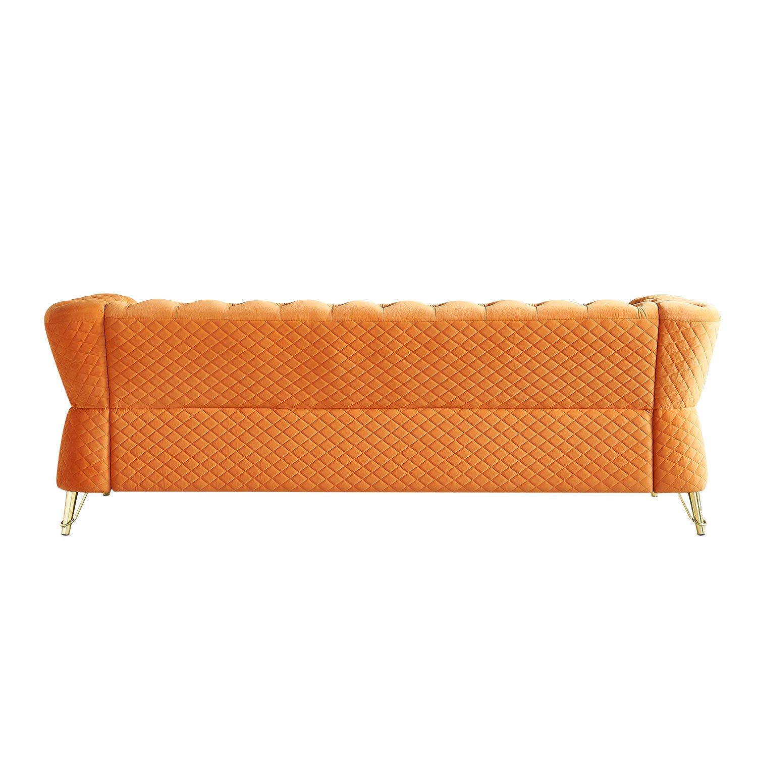 Modern Tufted Velvet Sofa 87.4 Inch For Living Room Orange Color Orange Velvet Wood Primary Living Space Tufted Back Modern Flared Arms Foam Velvet 2 Seat