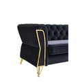 Modern Tufted Velvet Sofa 87.4 Inch For Living Room Black Color Black Velvet Wood Primary Living Space Tufted Back Modern Flared Arms Foam Velvet 2 Seat