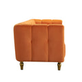 Modern Velvet Sofa 83.07 Inch For Living Room Orange Color Orange Velvet Wood Primary Living Space Tufted Back Modern Rolled Arms Foam Velvet 1 Seat