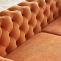 Modern Tufted Velvet Sofa 87.4 Inch For Living Room Orange Color Orange Velvet Wood Primary Living Space Tufted Back Modern Flared Arms Foam Velvet 2 Seat
