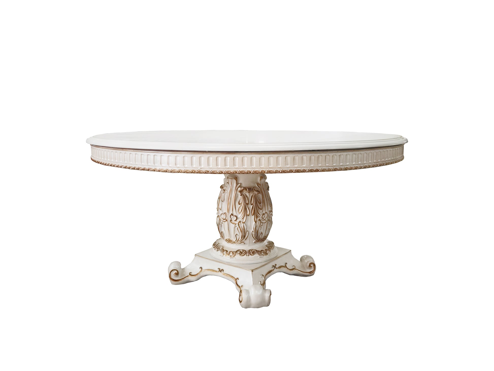 Vendome Dining Table Antique Pearl Finish Dn01222 Antique White Solid Wood