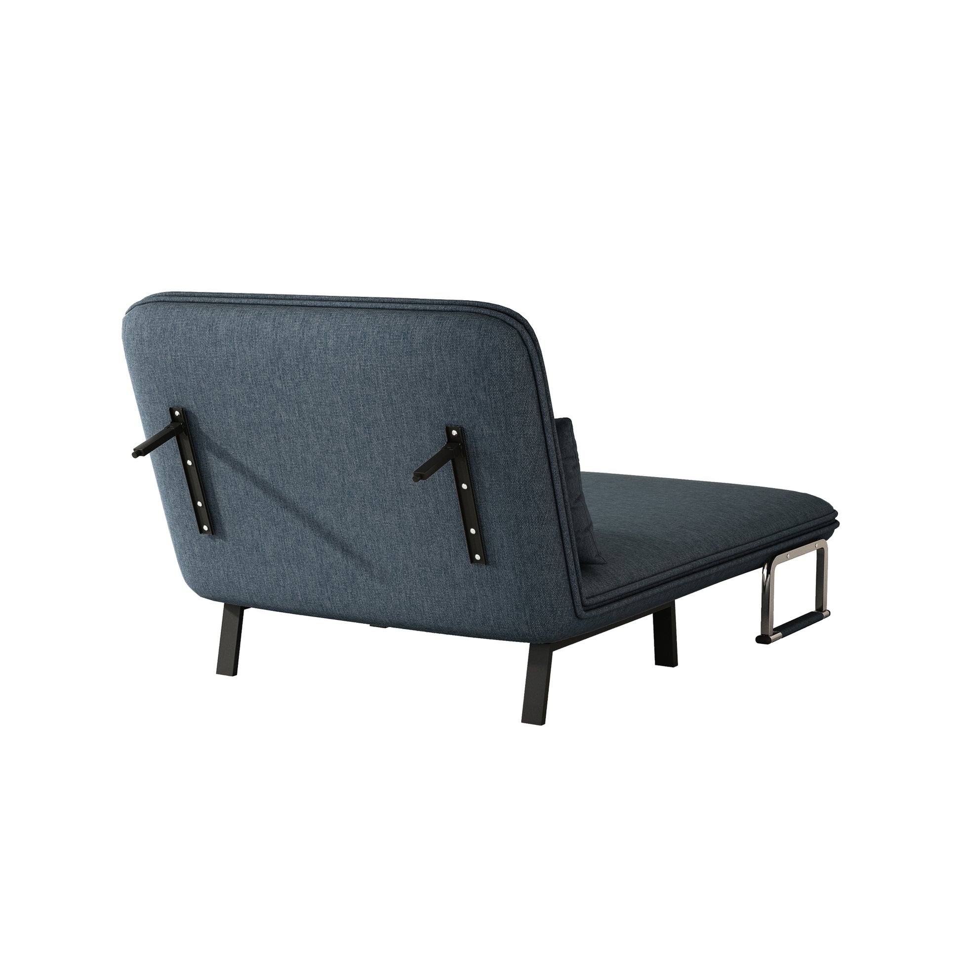 39 Convertible Chair Bed, Tri Fold Sofa Bed With Adjustable Backrest & Pillow, Leisure Chaise Lounge Couch With Sturdy Steel Frame For Home & Office, Comfortable Sleeper Chair Blue Grey Velvet Contemporary Polyurethane Foam Metal 2 Seat