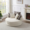 Swivel Accent Barrel Chair With 5 Movable Pillow 360 Degree Swivel Round Sofa Chair For Living Room,Bedroom, Hotel, Beige Beige Foam Corduroy