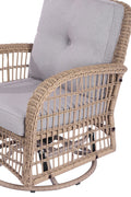 3 Pieces Outdoor Wicker Swive Rocking Chair Set, Patio Bistro Sets With 2 Rattan Rocker Chairs And Glass Coffee Table For Backyard Natural Wicker