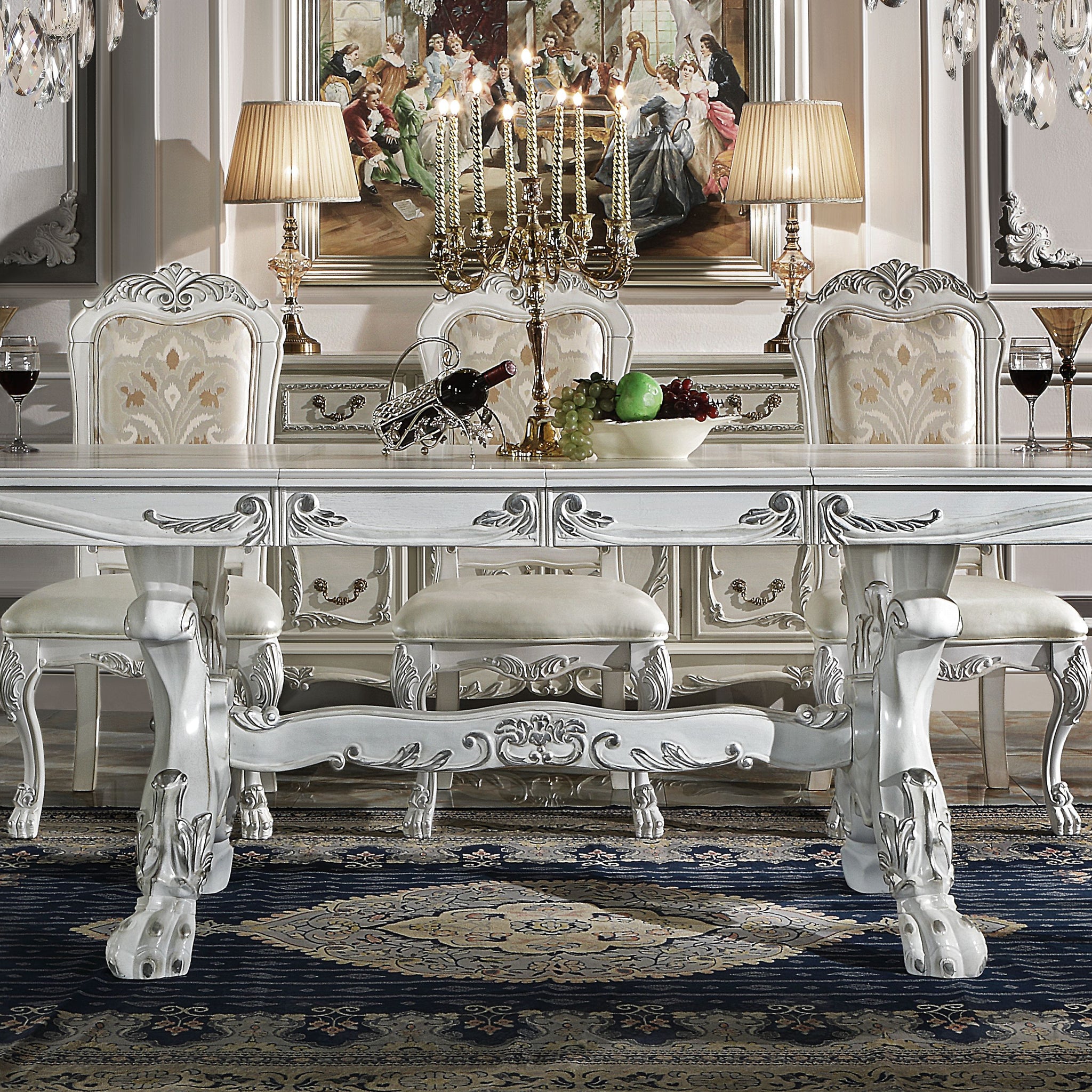 Dresden Dining Table 108" In Bone White Finish Dn01694 White Mdf