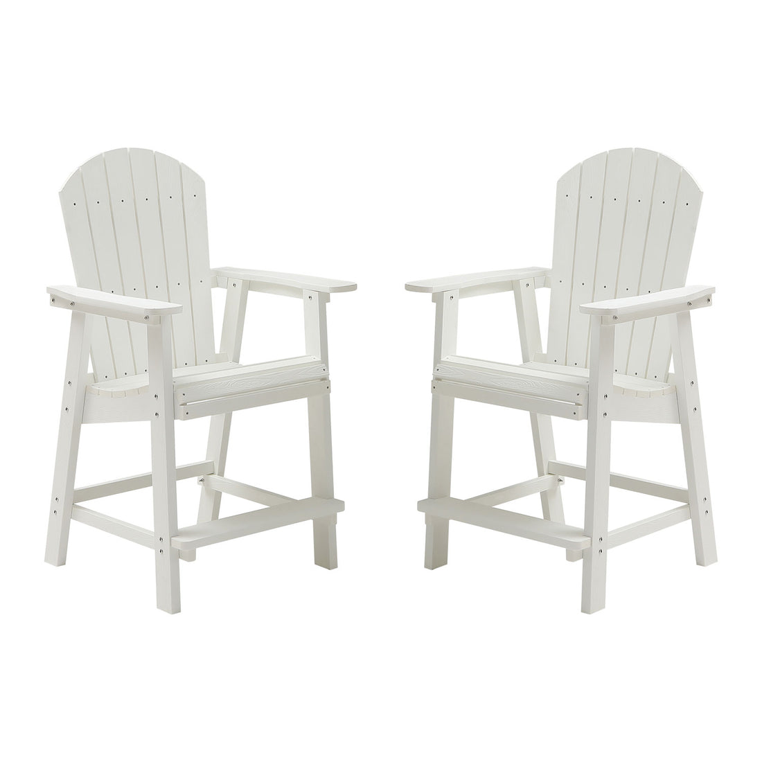 Hips Bar Chair With Armrest,Patio Bar Chair Set Of 2, White Matte White Hdpe