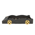 Full Size Race Car Shaped Platform Bed With Wheels And Storage, Black Yellow Box Spring Not Required Full Black Wood Bedroom Bed Frame Solid Wood Mdf
