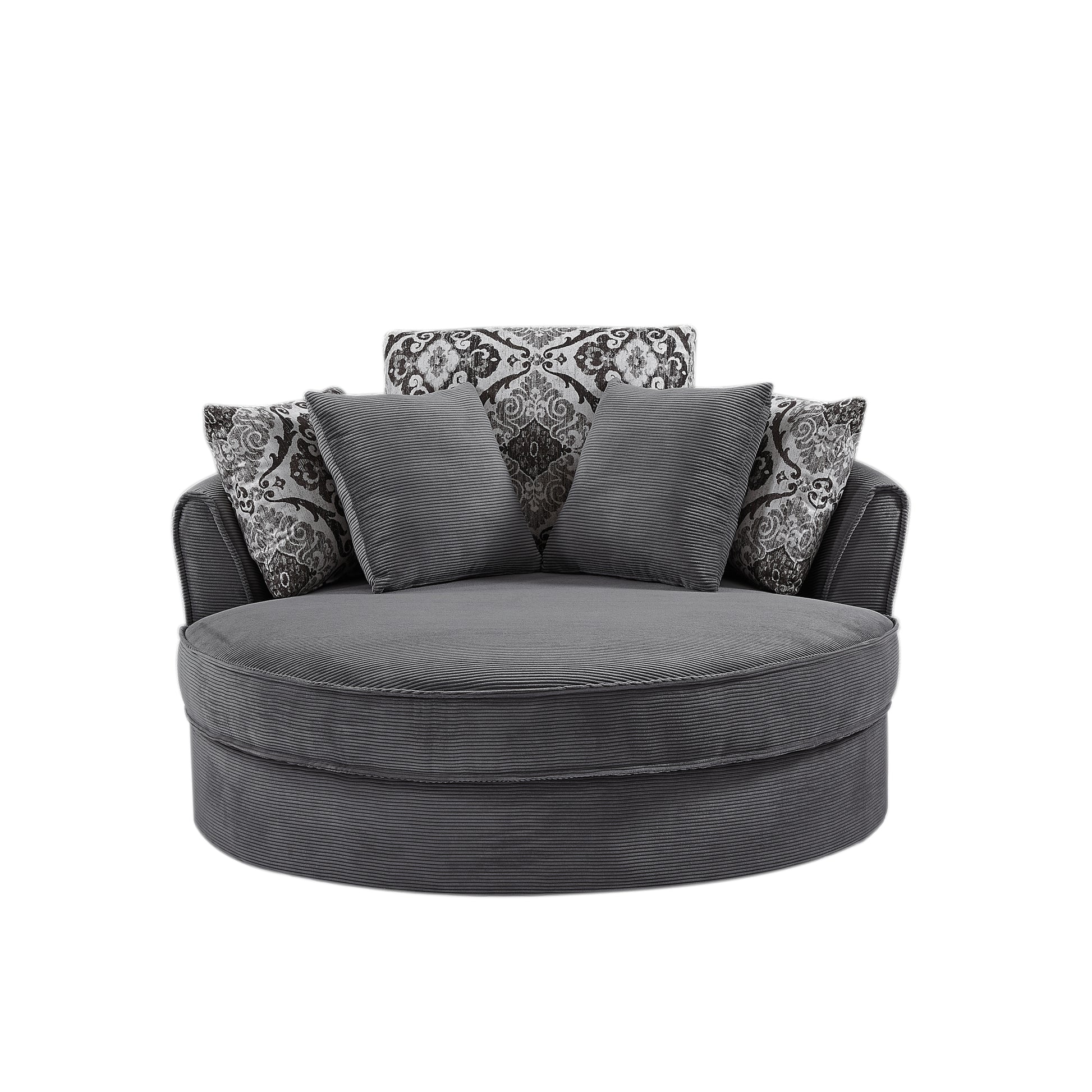 Swivel Accent Barrel Chair With 5 Movable Pillow 360 Degree Swivel Round Sofa Chair For Living Room,Bedroom, Hotel, Grey Grey Foam Corduroy