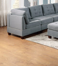 Modular Sectional 9Pc Set Living Room Furniture Corner Sectional Tufted Nail Heads Couch Gray Linen Like Fabric 3X Corner Wedge 4X Armless Chairs And 2X Ottomans Gray Primary Living Space Contemporary,Modern Fabric 9 Seat