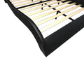 Faux Leather Upholstered Platform Bed Frame With Led Lighting, Bluetooth Connection To Play Music Control, Backrest Vibration Massage, Curve Design, Wood Slat Support, Exhibited Speakers,King Size Box Spring Not Required King Black Mdf