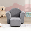 Kids Chair, Kids Upholstered Couch With Ottoman Dark Gray Velvet