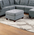 Modular Sectional 9Pc Set Living Room Furniture Corner Sectional Tufted Nail Heads Couch Gray Linen Like Fabric 3X Corner Wedge 4X Armless Chairs And 2X Ottomans Gray Primary Living Space Contemporary,Modern Fabric 9 Seat