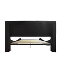 Faux Leather Upholstered Platform Bed Frame With Led Lighting, Bluetooth Connection To Play Music Control, Backrest Vibration Massage, Curve Design, Wood Slat Support, Exhibited Speakers,King Size Box Spring Not Required King Black Mdf