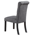 Charcoal Fabric Set Of 2 Dining Chairs Contemporary Plush Cushion Side Chairs Tufted Back Chair Kitchen Dining Room Charcoal Grey Dining Room Foam Contemporary,Modern,Transitional Dining Chairs Rubberwood Solid Wood