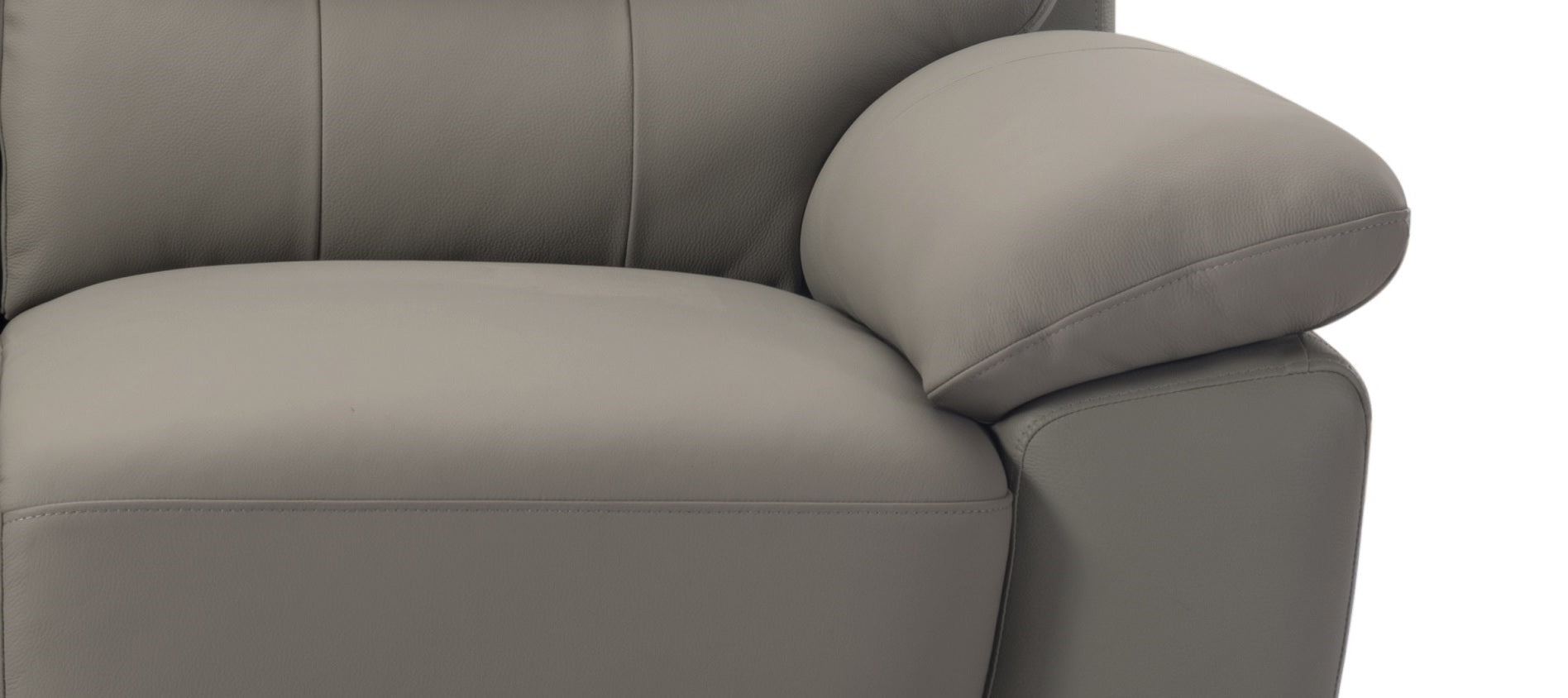 3 Seater Renzo Top Grain Leather Match Sofa In Grey Color Light Brown Wood Primary Living Space Heavy Duty Rubberwood 3 Seat Gray Genuine Leather Firm Cushion Back Mid Century Modern,Transitional Pillow Top Arms Foam Leather