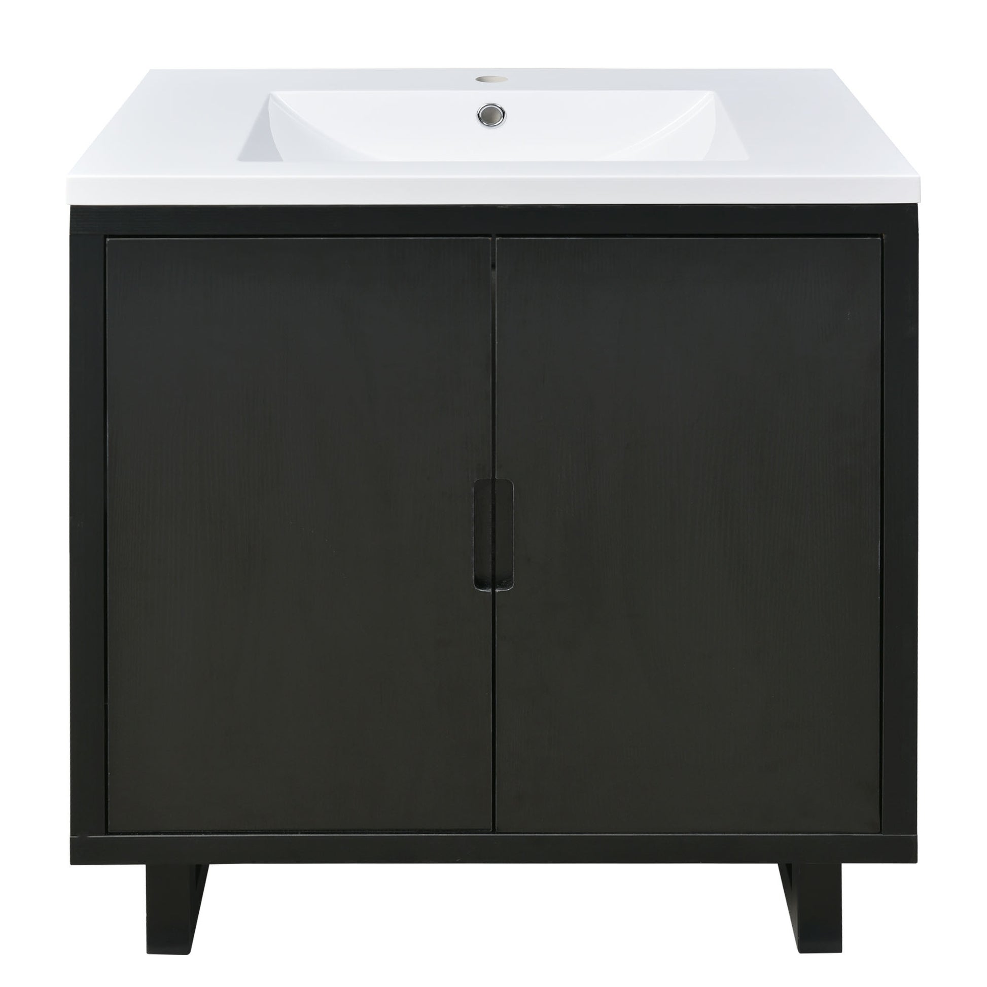 30" Bathroom Vanity Set With Sink, Combo Cabinet, Bathroom Storage Cabinet, Solid Wood Frame Black Solid Wood Mdf