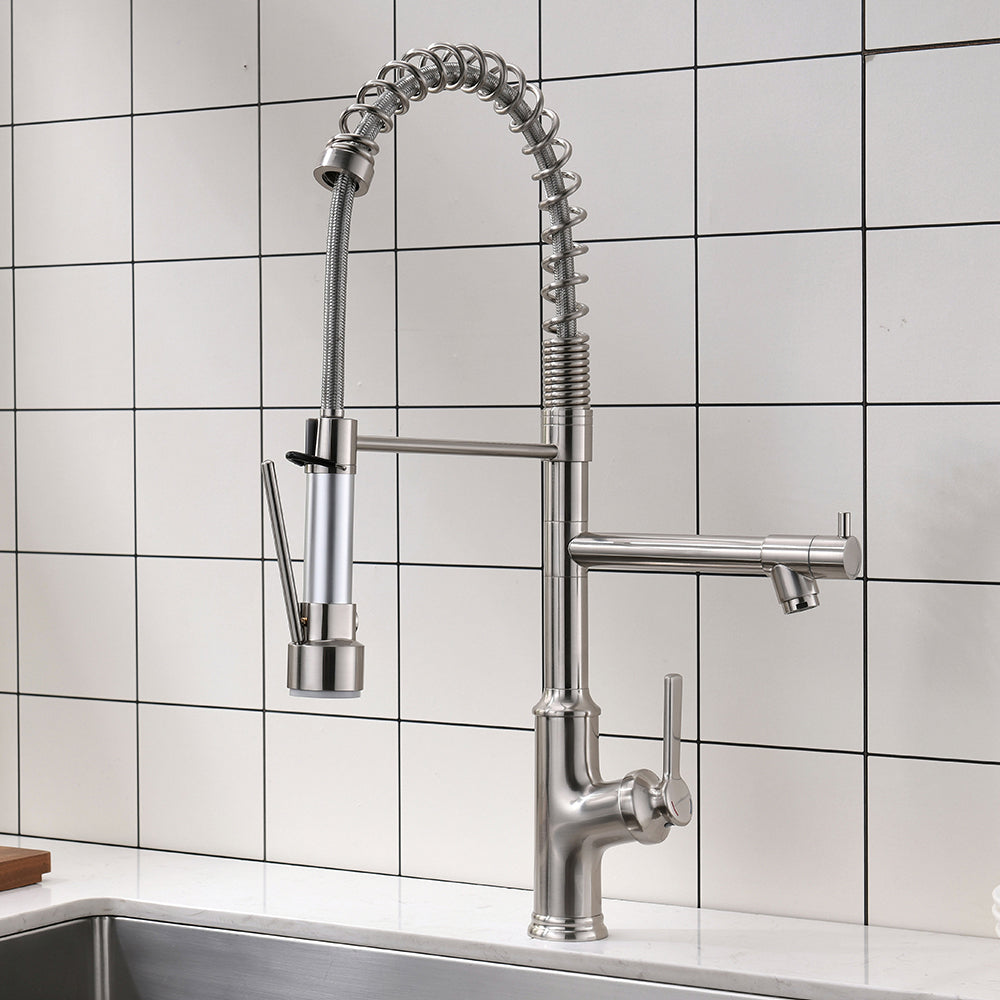 Kitchen Faucet With Pull Down Sprayer Brushed Nickel Stainless Steel Single Handle Kitchen Sink Faucets Brushed Nickel Kitchen Contemporary Ceramic Brass