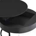 Modern Round Lift Top Nesting Coffee Tables With 2 Drawers White & Black White Black Mdf