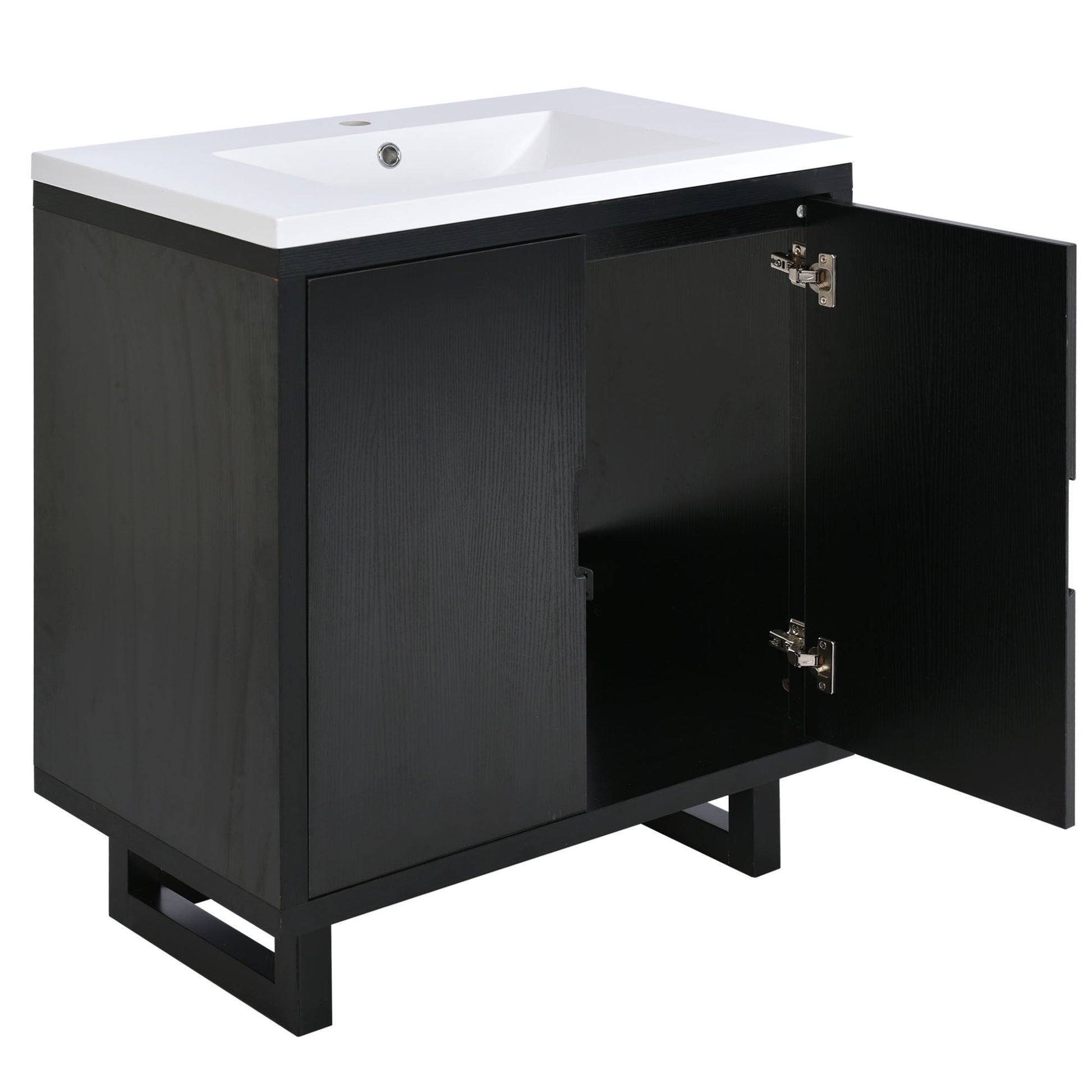 30" Bathroom Vanity Set With Sink, Combo Cabinet, Bathroom Storage Cabinet, Solid Wood Frame Black Solid Wood Mdf