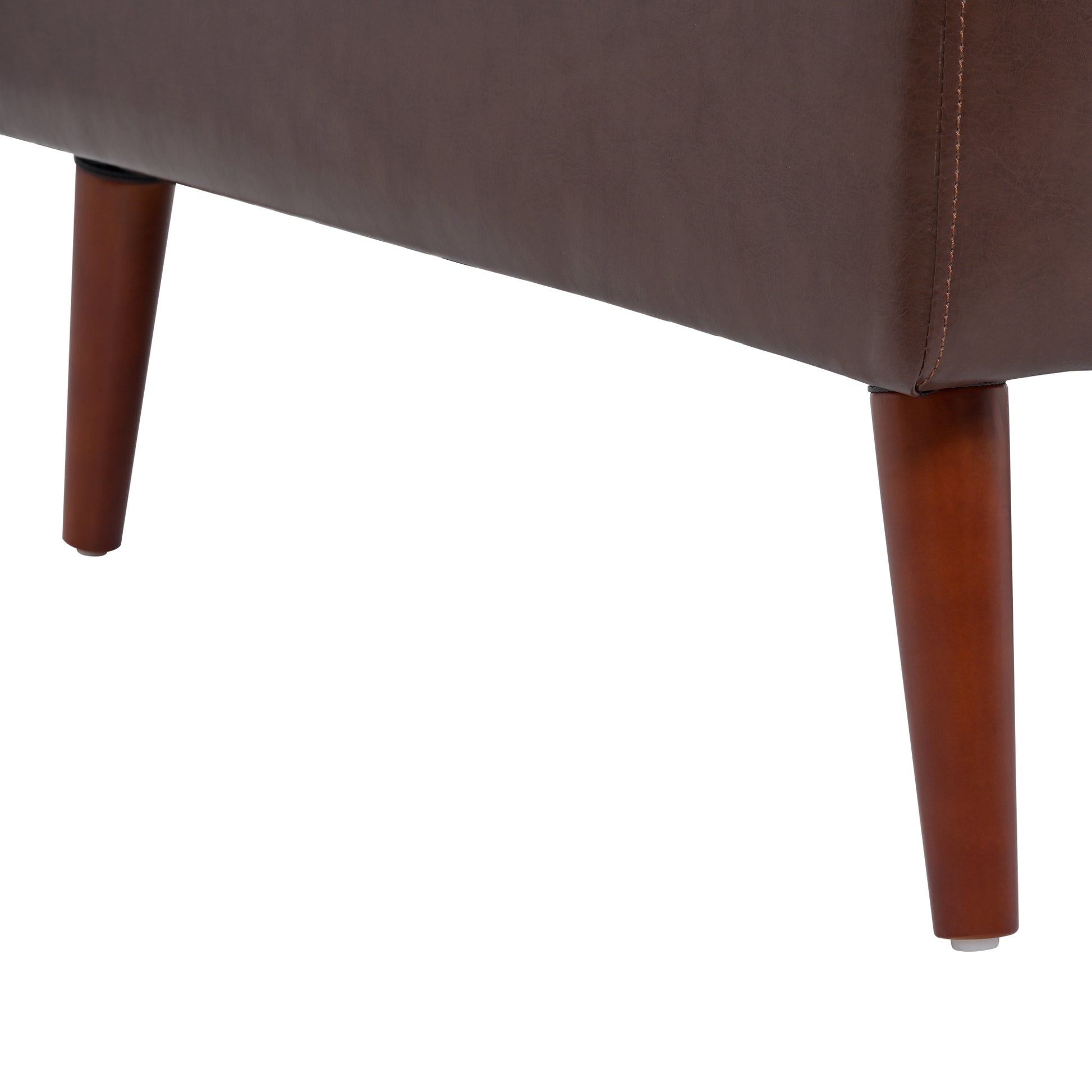 Small Sofa Couch 76.97 In . Brown 3 Seat Comfy Couches For Living Room, Mid Century Modern Couch With Iron Wood Structuresoft Cushion Sofa For Home Office Apartment Brown Foam Pu