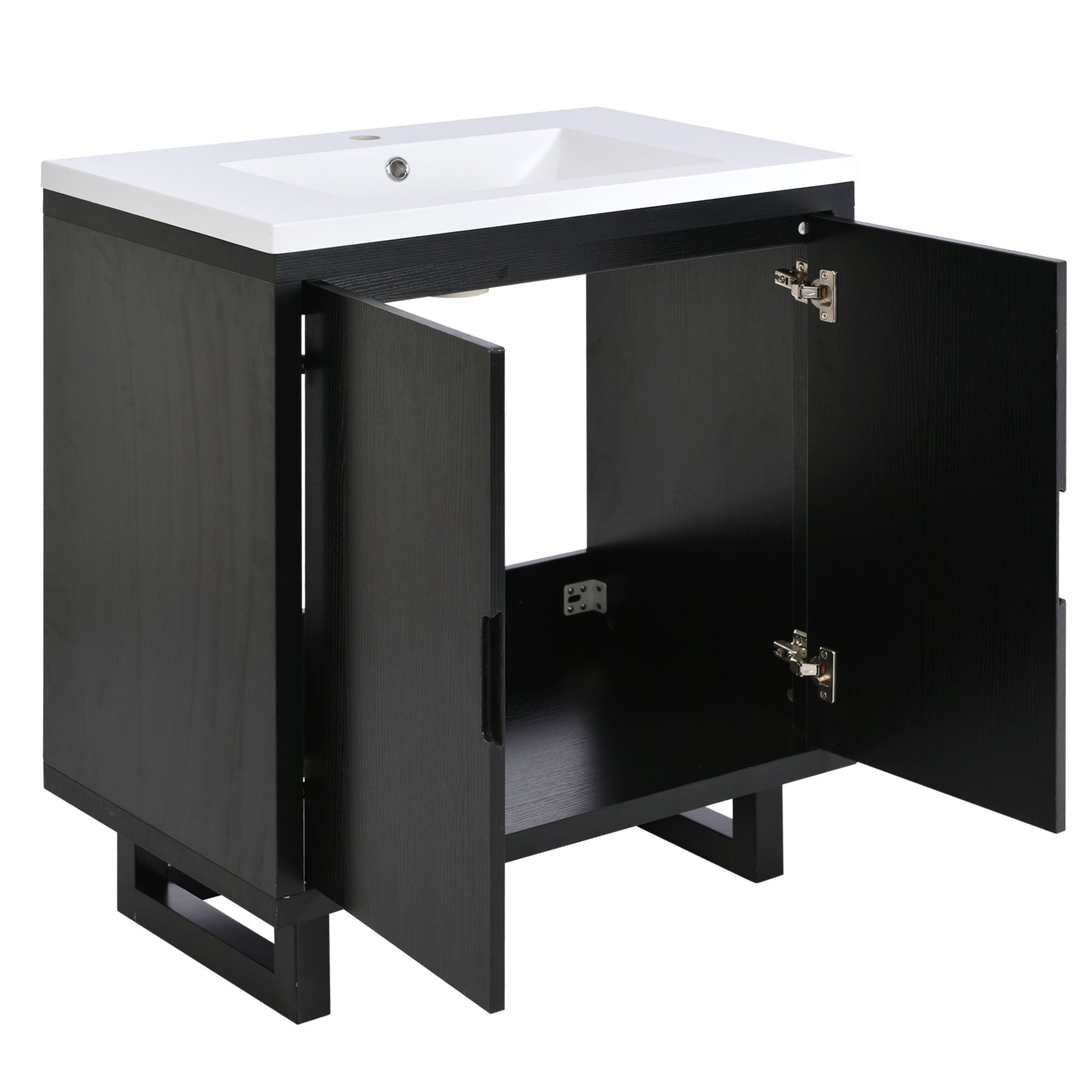 30" Bathroom Vanity Set With Sink, Combo Cabinet, Bathroom Storage Cabinet, Solid Wood Frame Black Solid Wood Mdf