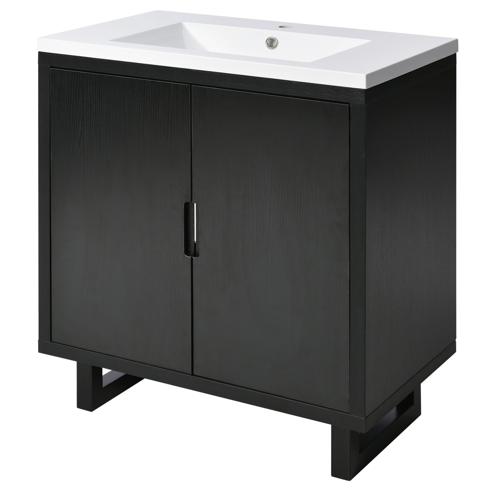 30" Bathroom Vanity Set With Sink, Combo Cabinet, Bathroom Storage Cabinet, Solid Wood Frame Black Solid Wood Mdf