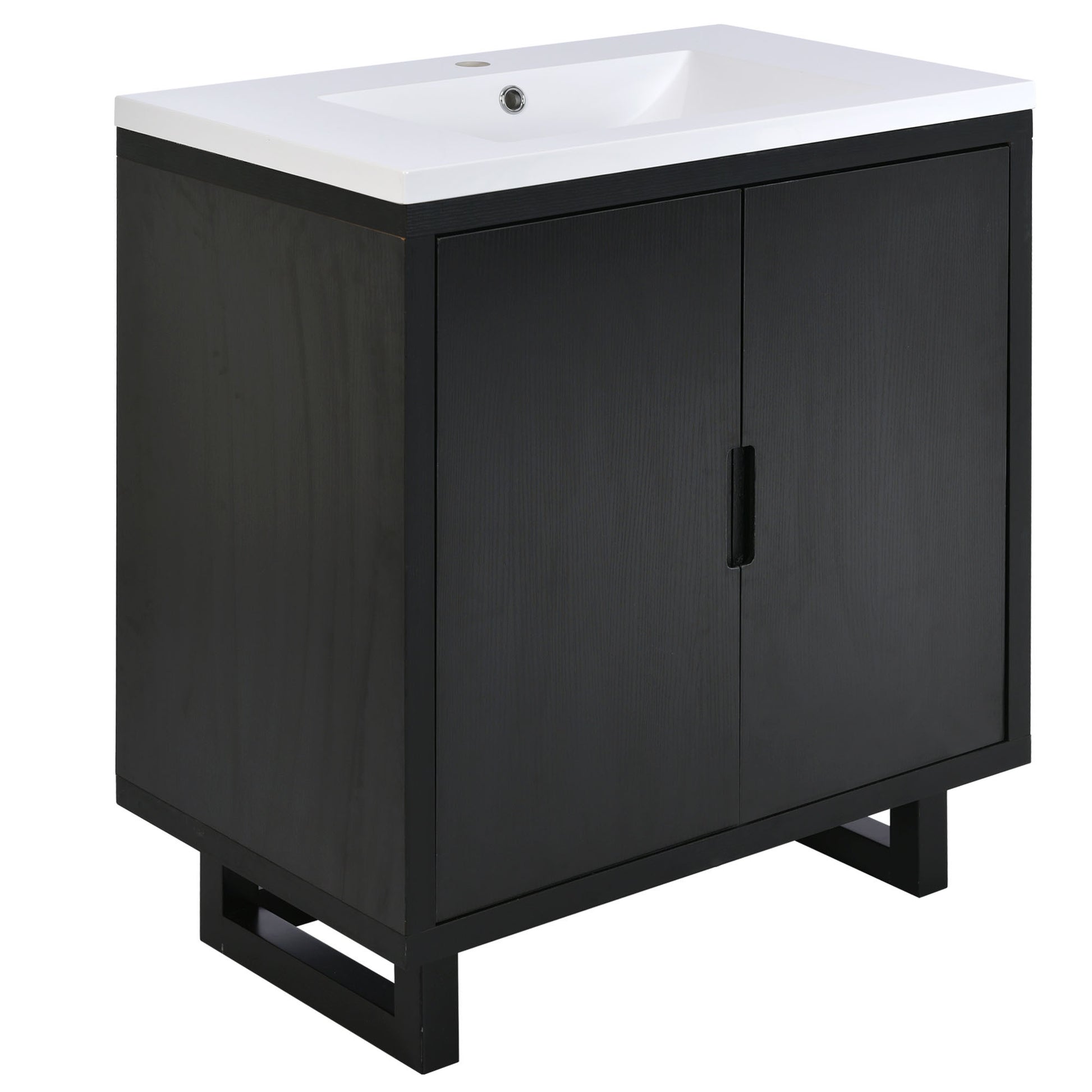30" Bathroom Vanity Set With Sink, Combo Cabinet, Bathroom Storage Cabinet, Solid Wood Frame Black Solid Wood Mdf