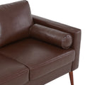 Small Sofa Couch 76.97 In . Brown 3 Seat Comfy Couches For Living Room, Mid Century Modern Couch With Iron Wood Structuresoft Cushion Sofa For Home Office Apartment Brown Foam Pu
