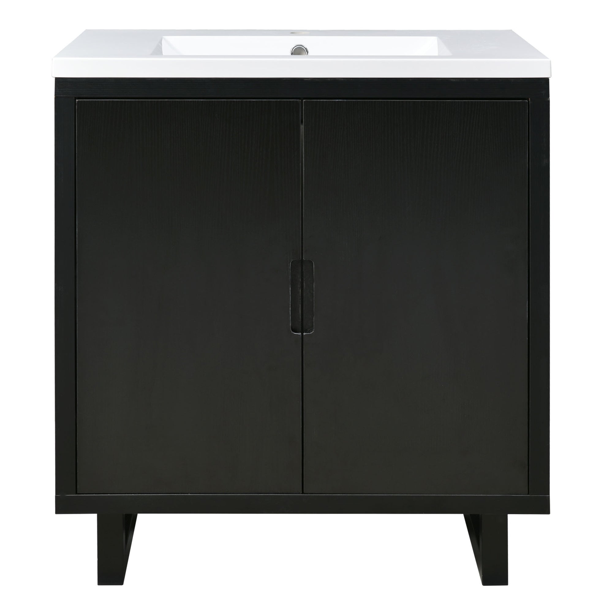 30" Bathroom Vanity Set With Sink, Combo Cabinet, Bathroom Storage Cabinet, Solid Wood Frame Black Solid Wood Mdf