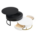 Modern Round Lift Top Nesting Coffee Tables With 2 Drawers White & Black White Black Mdf