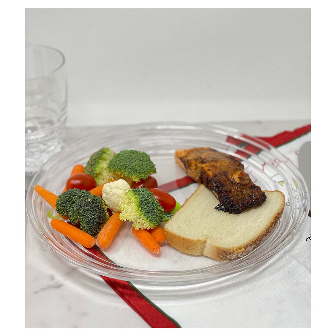 Designer Swirl 12" Acrylic Dinner Plates Set Of 4, Crystal Clear Plastic Plates Reusable, Unbreakable Kitchen Plates For All Occasions Bpa Free Dishwasher Safe Clear Acrylic