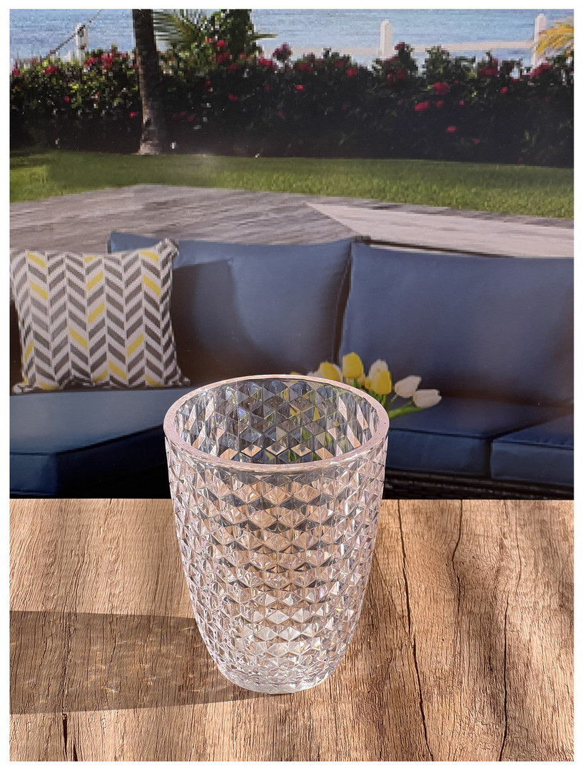 Diamond Cut Acrylic Glasses Drinking Set Of 4 12Oz , Plastic Drinking Glasses, Bpa Free Cocktail Glasses, Drinkware Set, Drinking Water Glasses Clear Acrylic