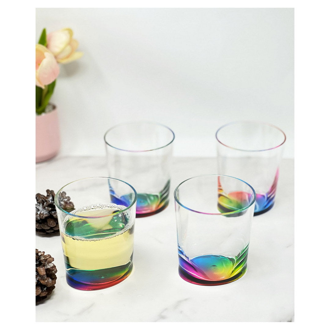 Oval Halo Acrylic Glasses Drinking Set Of 4 Dof 12Oz , Plastic Drinking Glasses, Bpa Free Cocktail Glasses, Drinkware Set, Plastic Water Tumblers Clear Acrylic