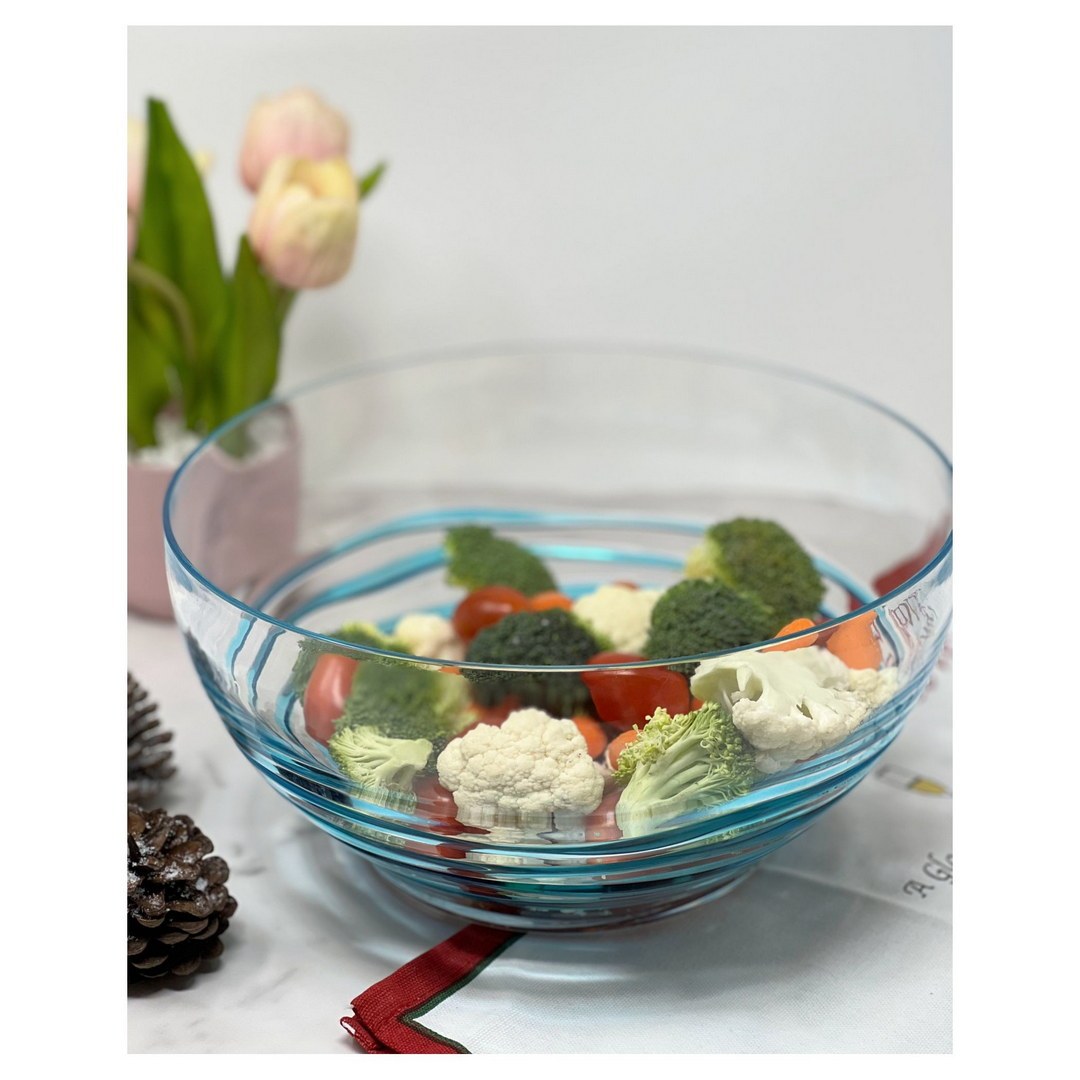 Swirl Acrylic Serving Bowls, Unbreakable Large Plastic Bowls, Soup Bowls, Salad Bowls, Cereal Bowl For Snacks, Bpa Free Blue Acrylic