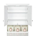 Bathroom Storage Cabinet, Medicine Cabinets For Bathroom With Mirror, 2 Doors 2 Adjustable Shelf 3 Christmas Style Storage Basket, White Wood Cabinet Wall Mounted For Bathroom Laundry Room Kitchen 1 2 Shelves Lacquered White White Bathroom Adjustable