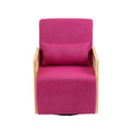 Coolmore 360 Degree Swivel Barrel Club Chair With One Pillow,Modern Comfortable Upholstered Accent Chair,Linen Accent Chair For Living Room,Bedroom Red Rose Linen Rose Red Primary Living Space Modern Foam Linen