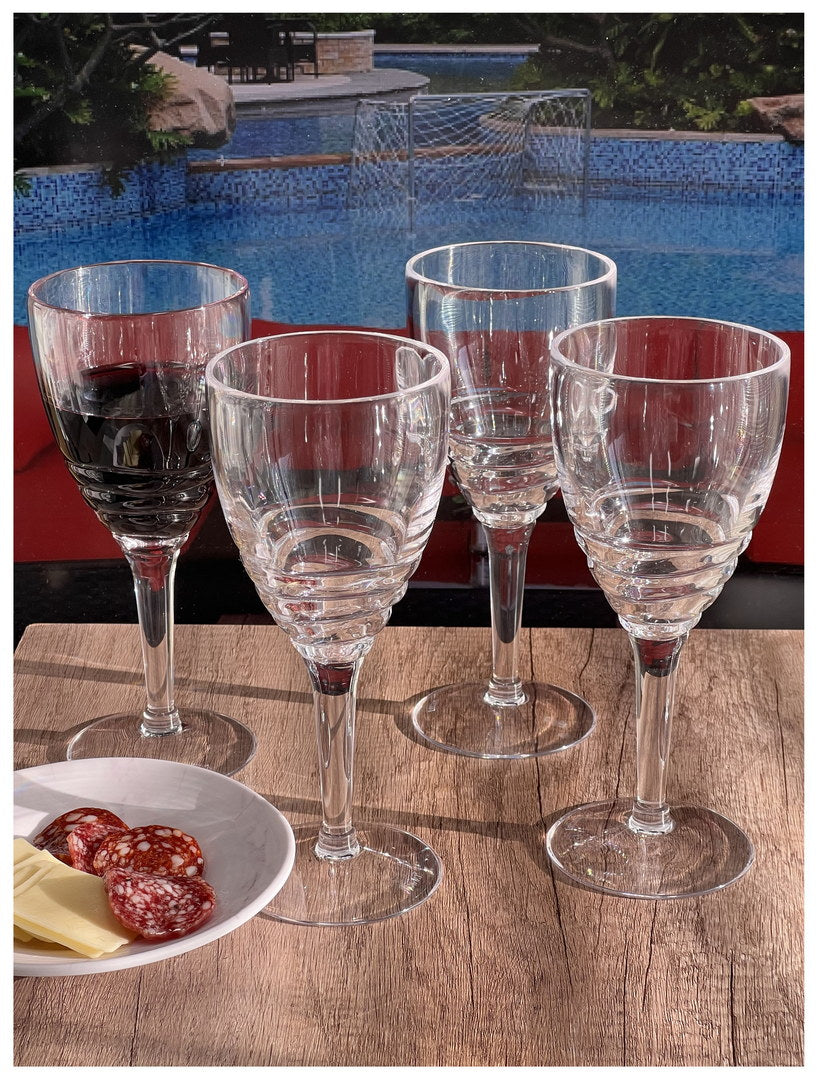 Swirl Plastic Wine Glasses Set Of 4 12Oz , Bpa Free Acrylic Wine Glass Set, Unbreakable Red Wine Glasses, White Wine Glasses Clear Acrylic