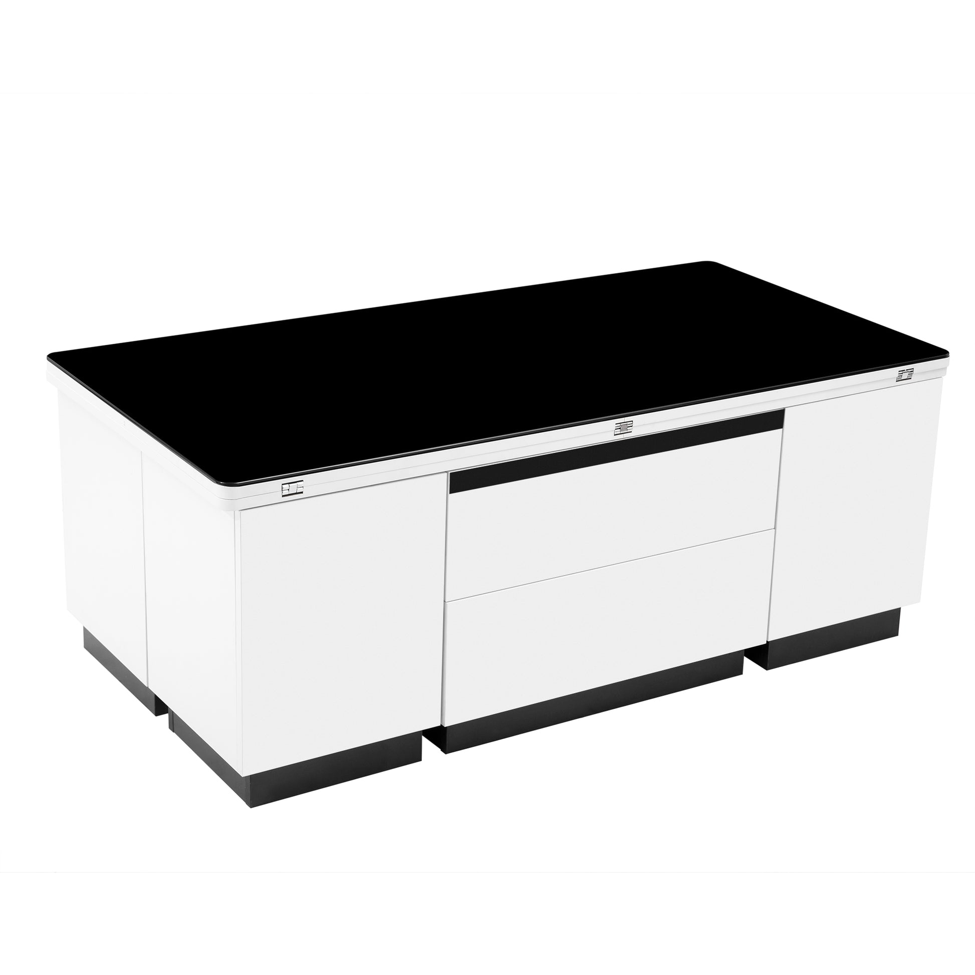 Modern White Lift Top Glass Coffee Table With Drawers & Storage Multifunction Table Black White Mdf Glass