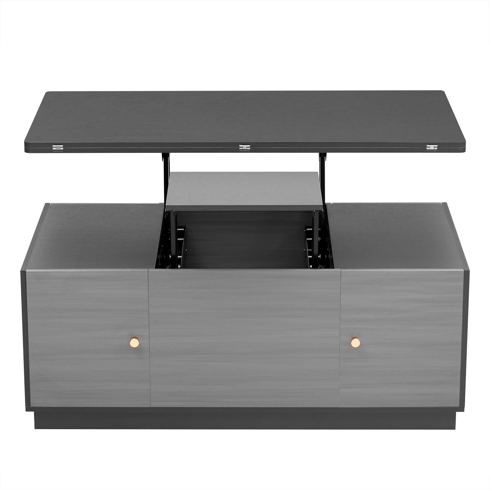 Modern Gray Multi Functional Rectangle Lift Top Coffee Table Extendable With Storage Dark Gray Mdf