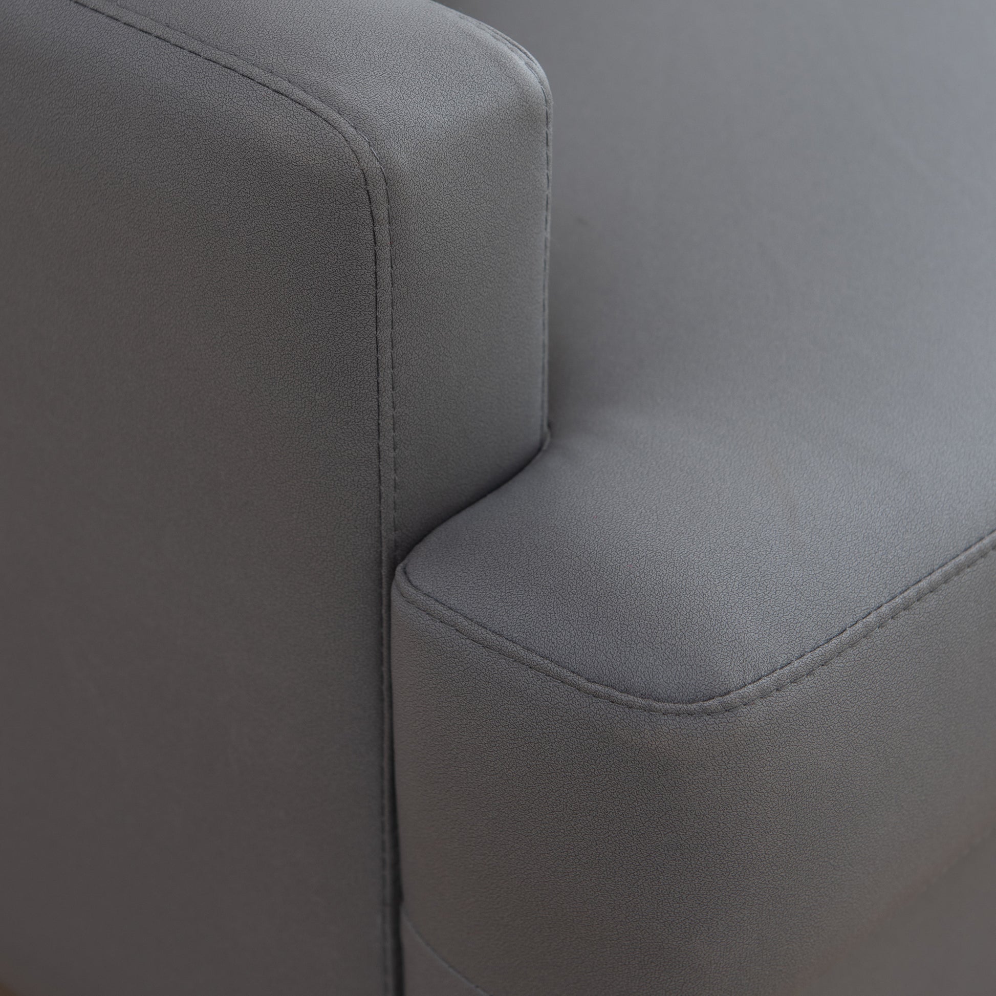 L Shaped Corner Sectional Technical Leather Sofa With Pillows,Dark Grey,89.8*89.8'' Dark Grey Foam 4 Seat