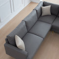 L Shaped Corner Sectional Technical Leather Sofa With Pillows,Dark Grey,89.8*89.8'' Dark Grey Foam 4 Seat
