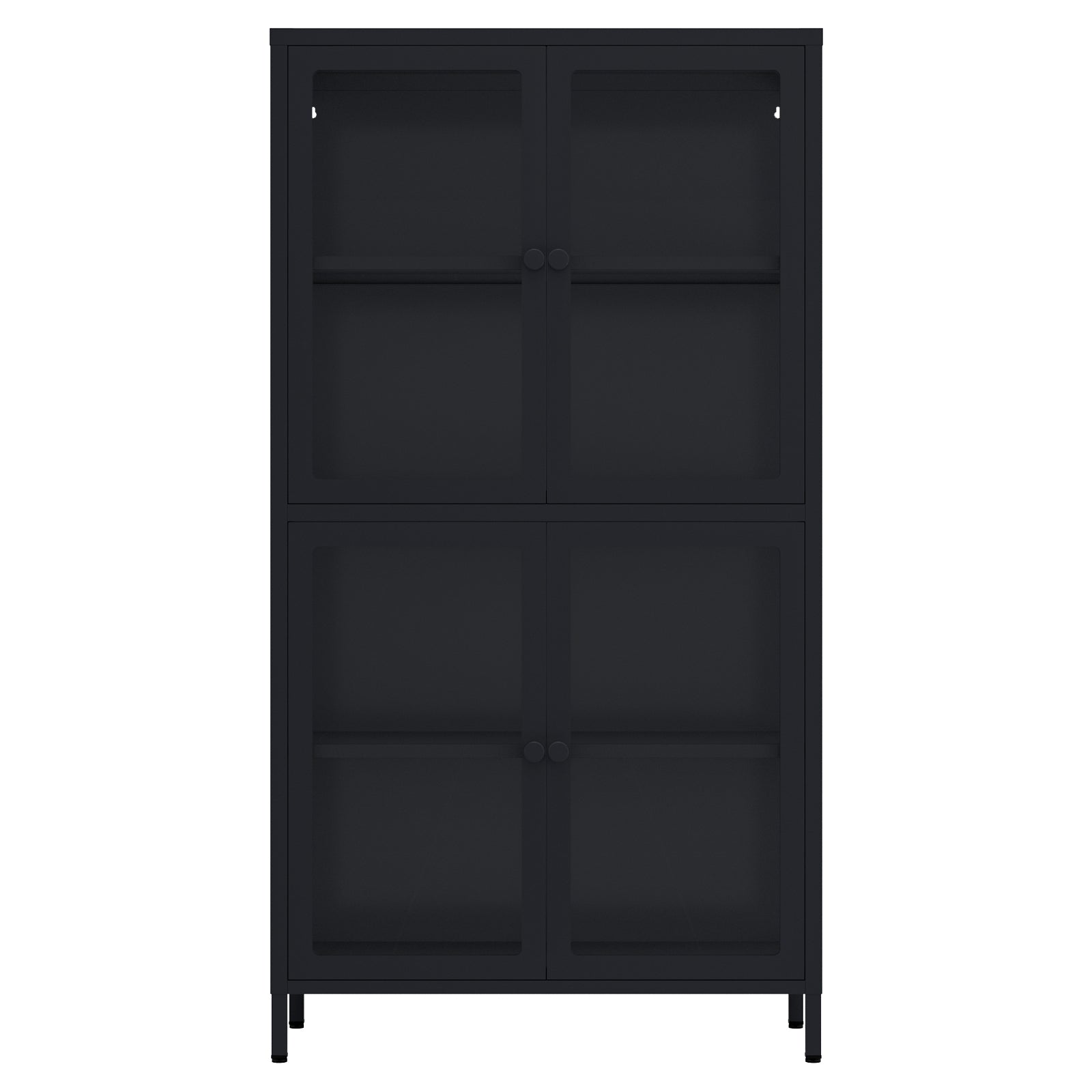 Four Glass Door Storage Cabinet With Adjustable Shelves And Feet Cold Rolled Steel Sideboard Furniture For Living Room Kitchen Black 3 4 Shelves Black Tempered Glass