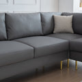 L Shaped Corner Sectional Technical Leather Sofa With Pillows,Dark Grey,89.8*89.8'' Dark Grey Foam 4 Seat