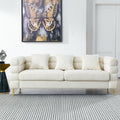 81 Inch Oversized 3 Seater Sectional Sofa, Living Room Comfort Fabric Sectional Sofa Deep Seating Sectional Sofa, Soft Sitting With 3 Pillows For Living Room,Bedroom,White Teddy Ivory W834S00036