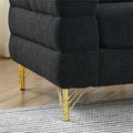 60Inch Oversized 2 Seater Sectional Sofa, Living Room Comfort Fabric Sectional Sofa Deep Seating Sectional Sofa, Soft Sitting With 2 Pillows For Living Room, Bedroom, Office, Black Teddy W834S00030 Black Primary Living Space American Design Foam Fabric 2