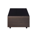 Modern Smart Coffee Table With Built In Fridge, Bluetooth Speaker, Wireless Charging Module, Touch Control Panel, Power Socket, Usb Interface, Outlet Protection, Atmosphere Light, And More, Brown Black Brown Built In Outlets Or Usb Primary Living Space